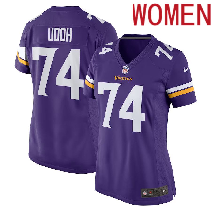 Women Minnesota Vikings 74 Oli Udoh Nike Purple Game NFL Jersey